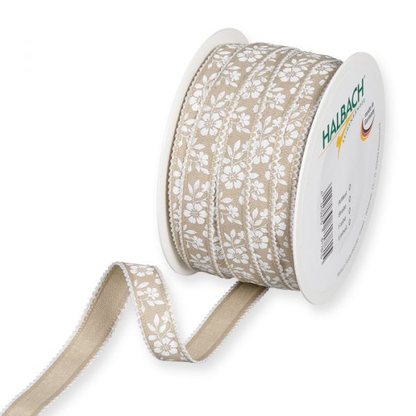 Nastro Fiori Bianchi 15mm Col. Naturale Creattiva by Marta