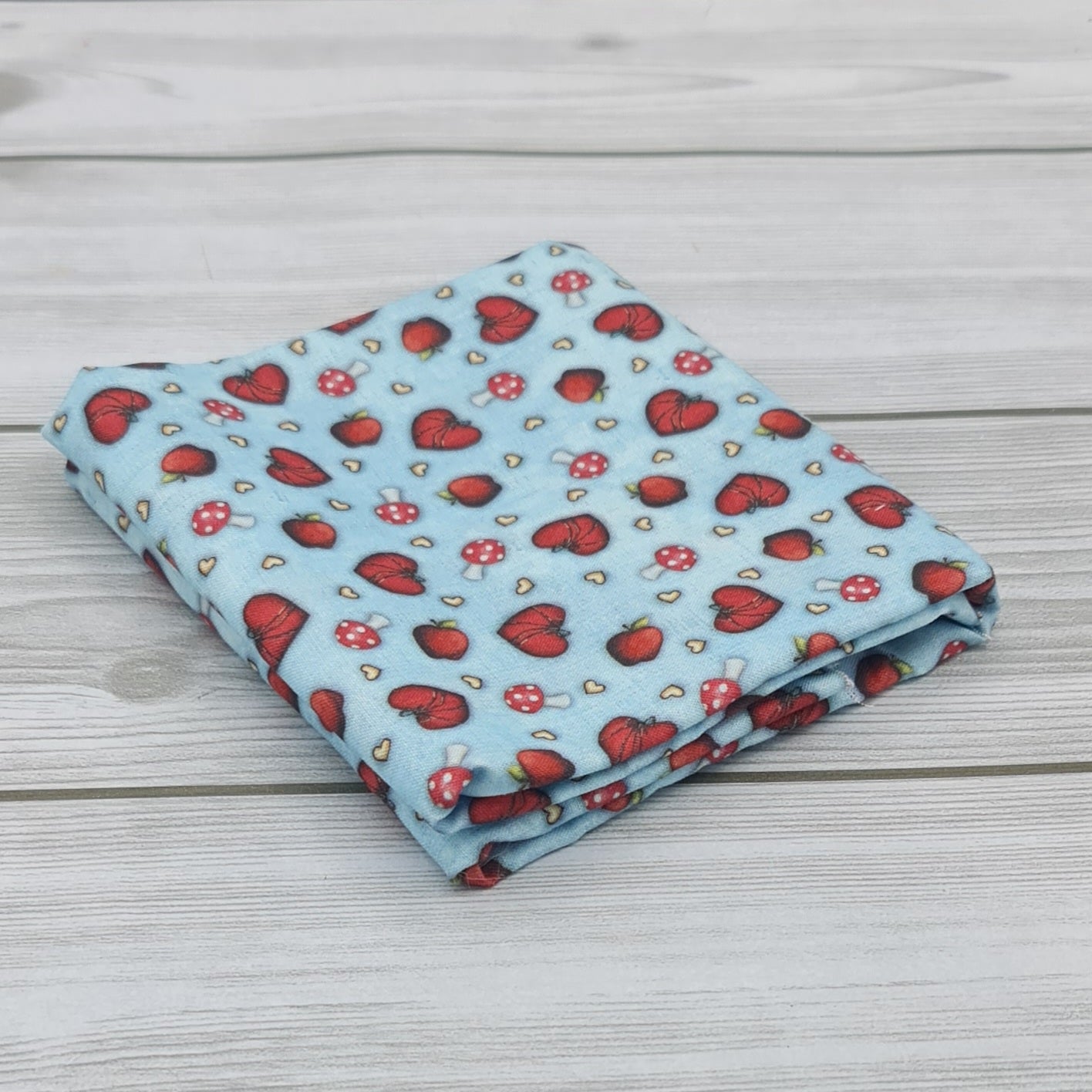 Cotonina Americana Gorjuss Cuori e Funghetti Azzurro