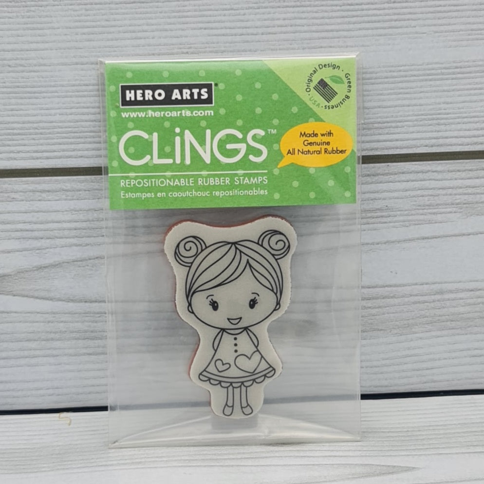Hero Arts Little Girl With Heart rubber stamp