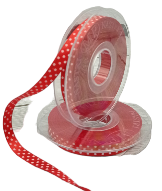 Ruban à pois rouge 10 mm Code 2140P08
