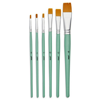 Set of 6 flat brushes with short handles