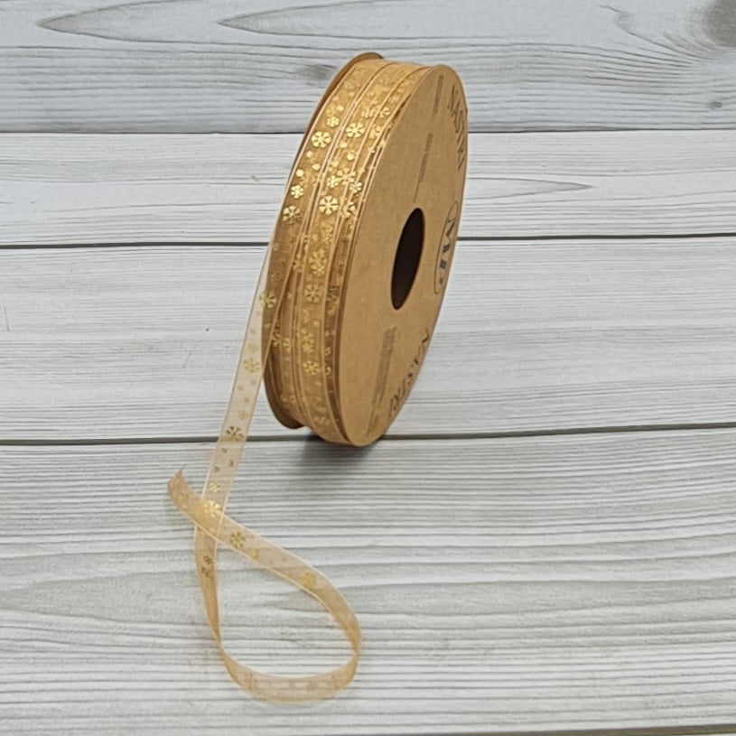 Nastro Snowflakes Oro 6mm Gogolandia