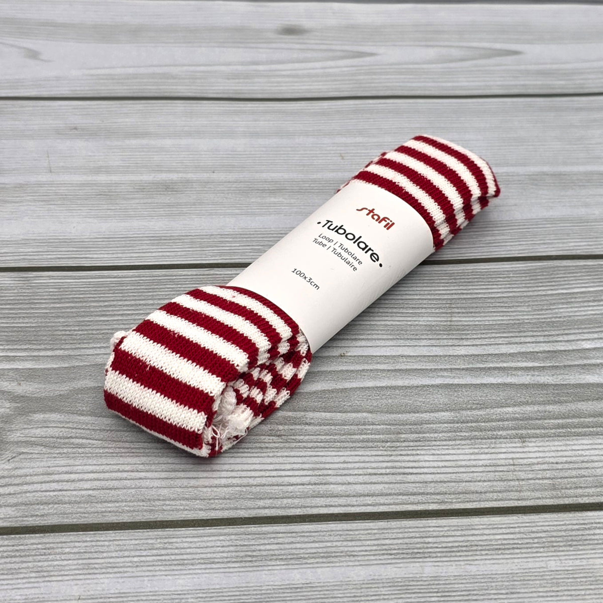 Tubolare Lana Riga 3cm Rosso/Panna Stafil