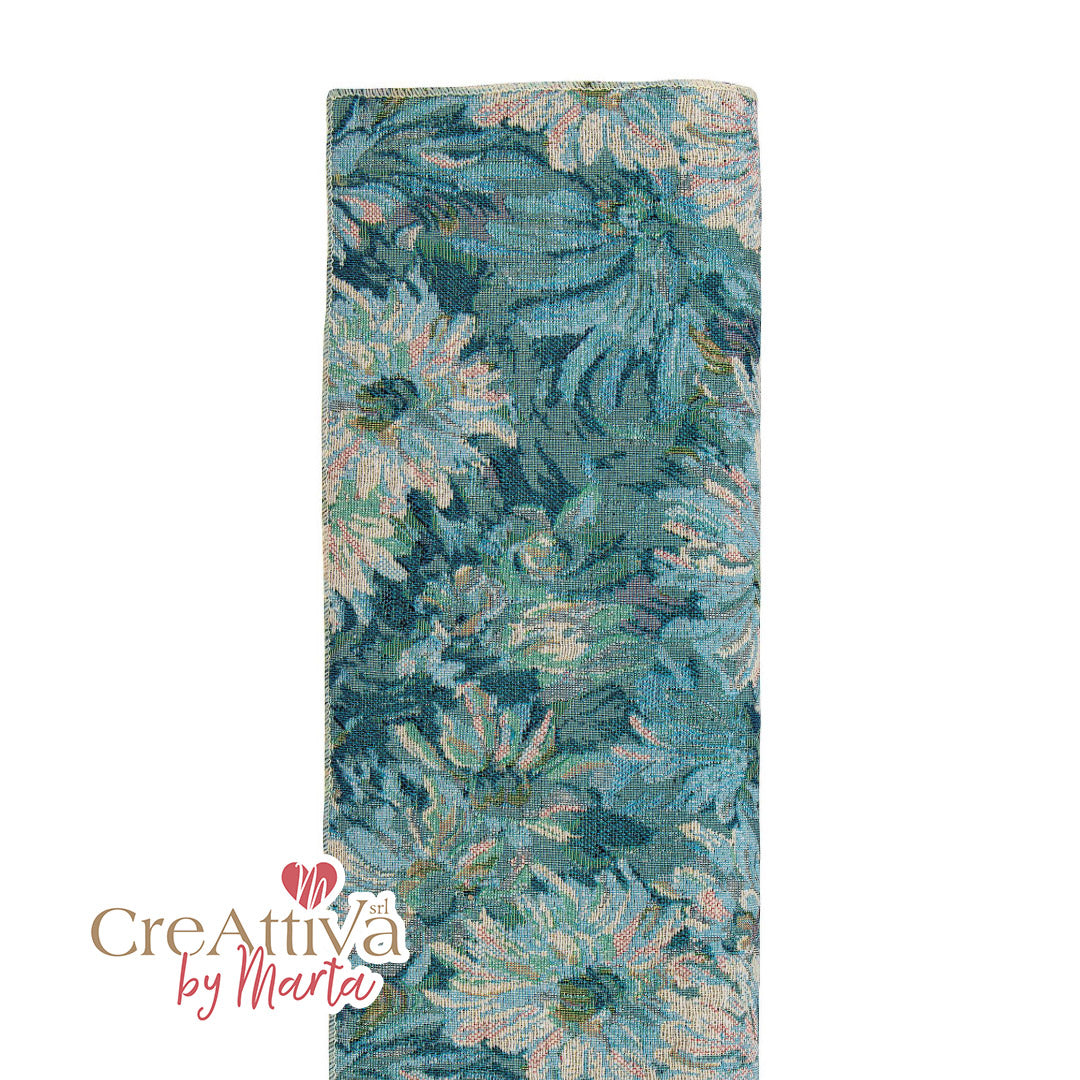 Tessuto Gobelin Gerbera Blu Creattiva by Marta