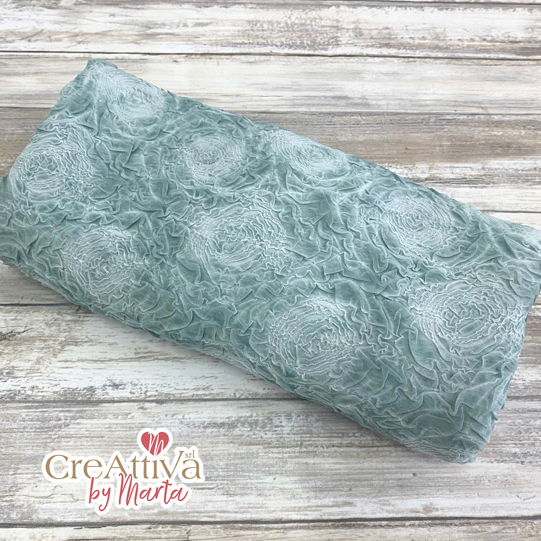 Tessuto Plissè Rose Azzurro Creattiva By Marta