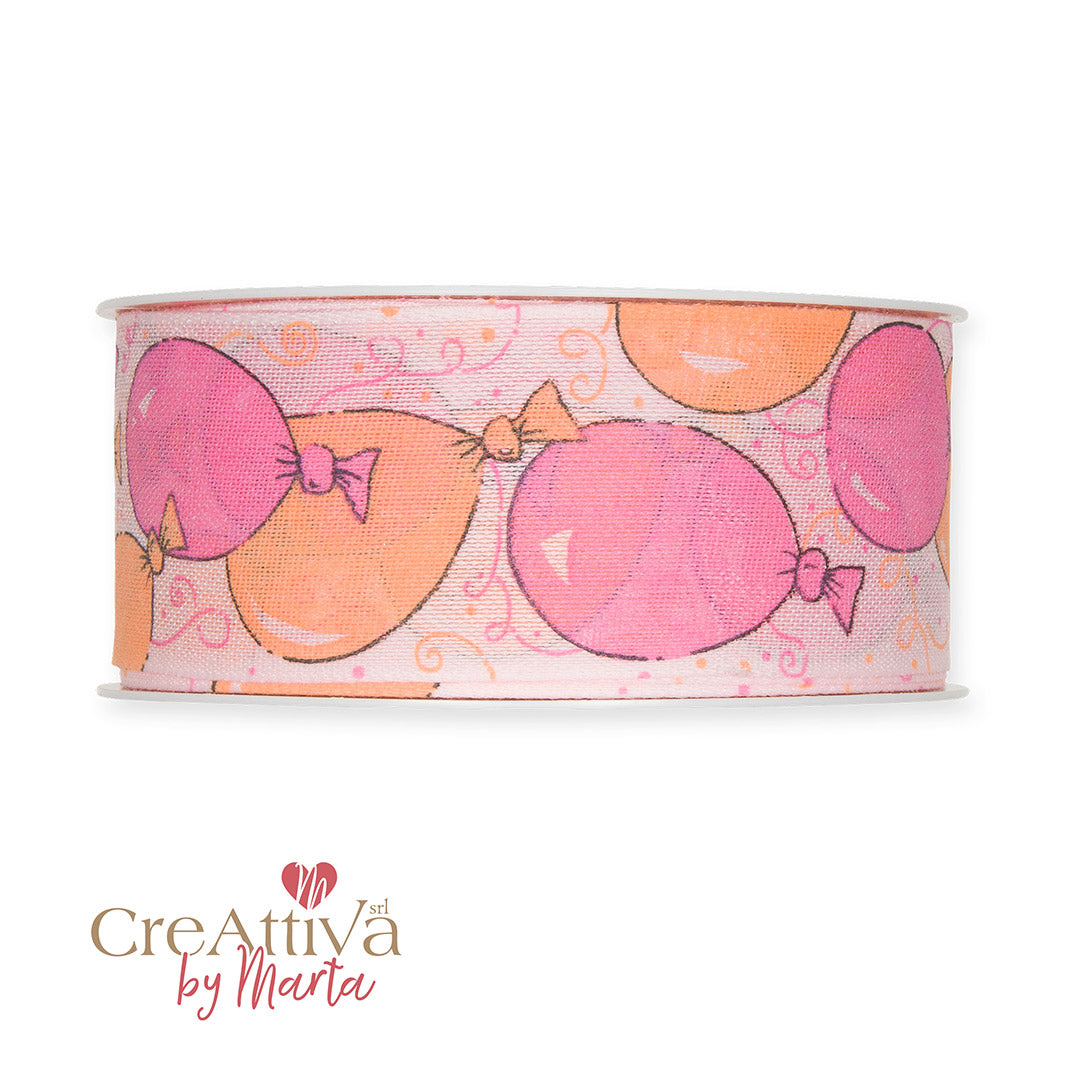 Nastro Palloncini Rosa 40mm Creattiva by Marta