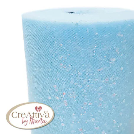 Iridescent Tulle 14cm Light Blue