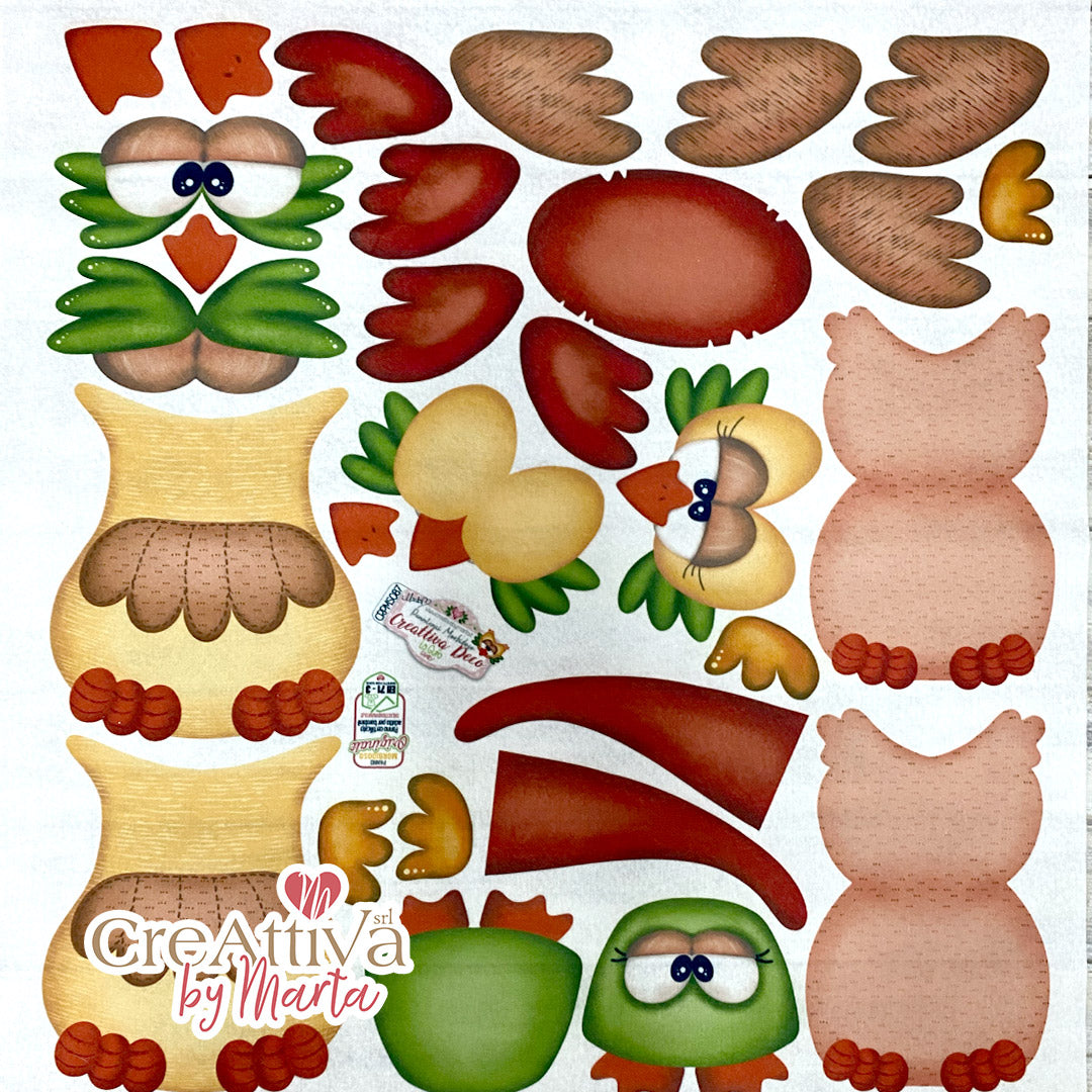 Pannolenci Soft Deco Famille de Chouettes