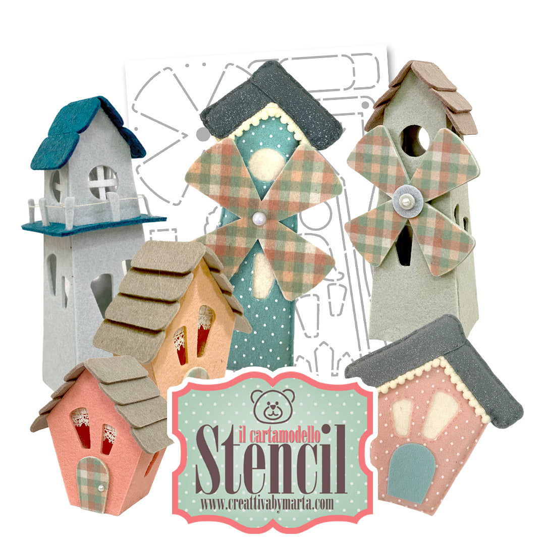 Cartamodello Stencil Mulino a Vento Casette e Faro Nr 60