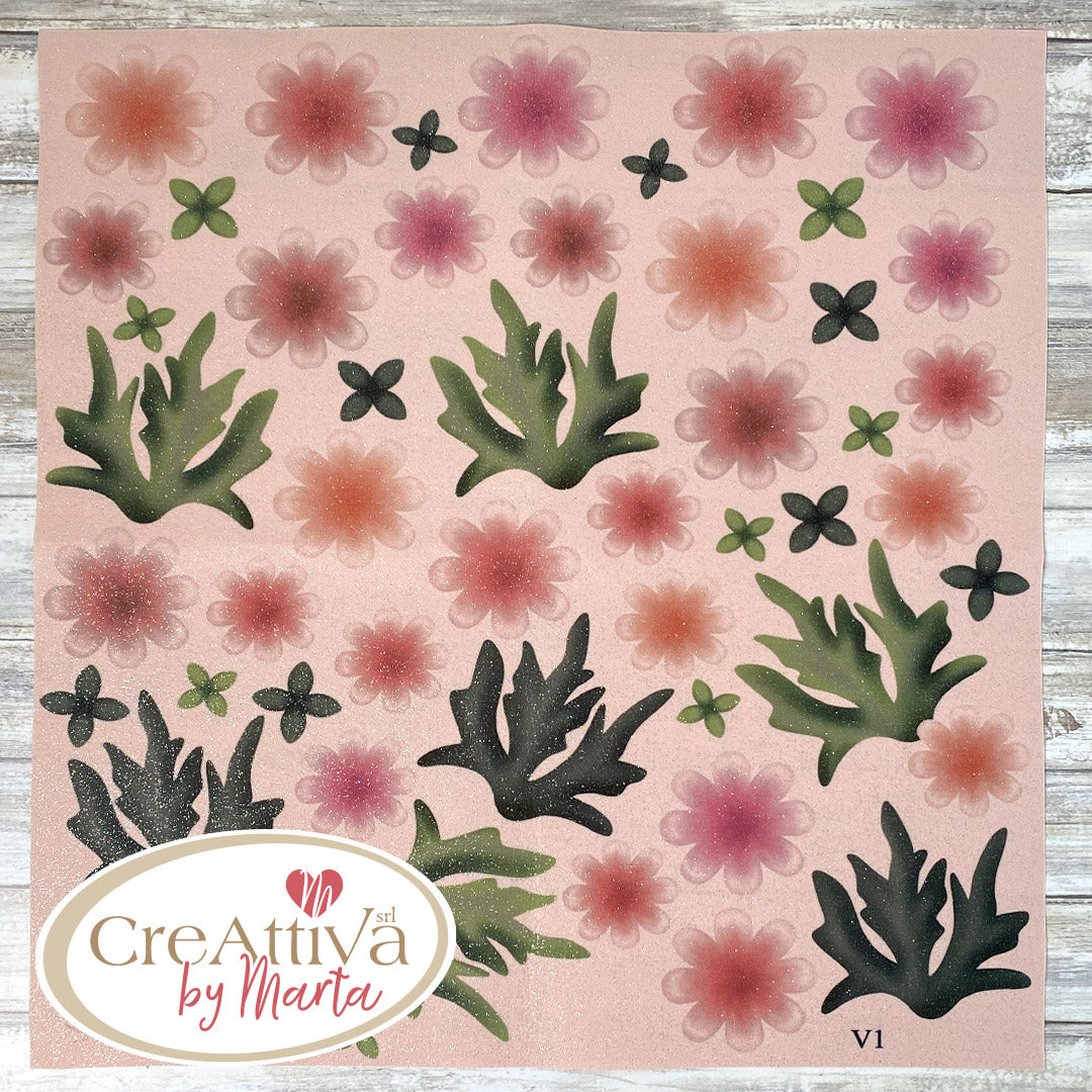 Pannolenci Morbidoso Glitter Fiori Delphinium Creattiva By Marta