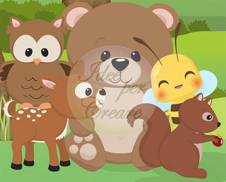 Motifs en feutre Animaux dans les bois F-006