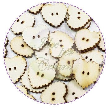 Scalloped Heart Wooden Buttons Code L-031
