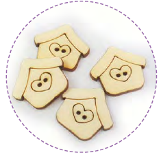 Scalloped Heart Wooden Buttons Code L-031