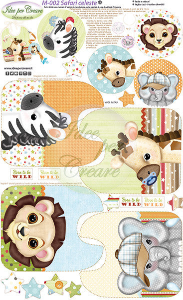 Panneau Microfibre Safari Céleste M-002