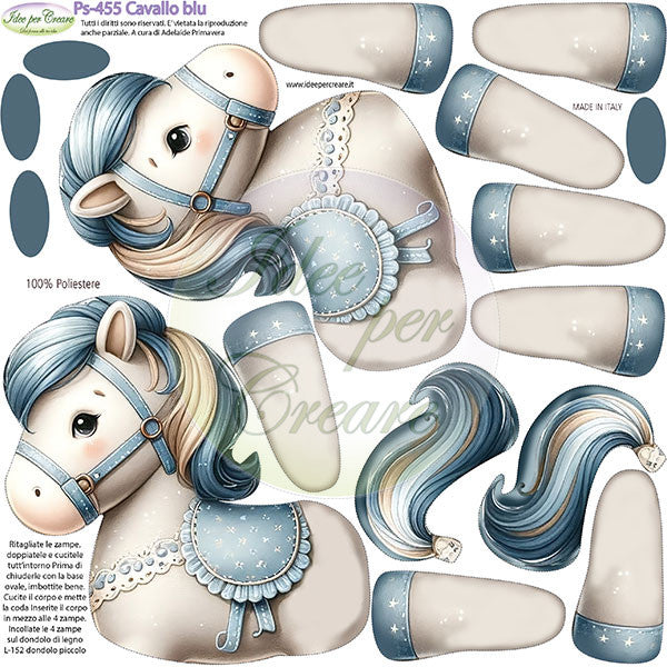 Pannello Mini Cavallo a Dondolo Blu 2