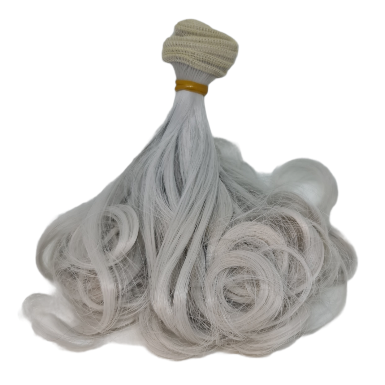 Cheveux bouclés argentés de 15 cm de long