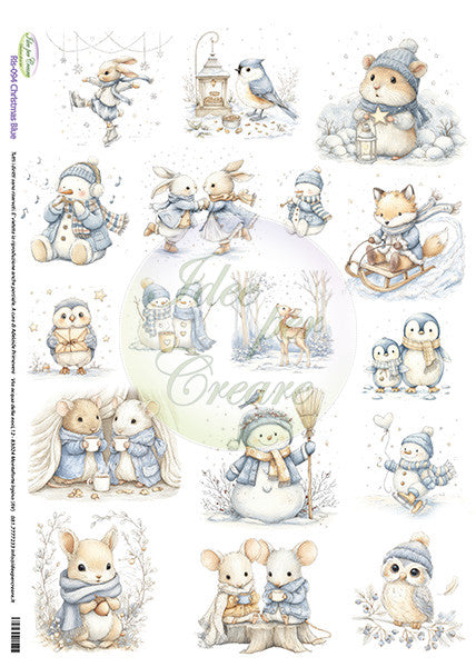 Carta Riso A3 Idee Per Creare Christmas Blue