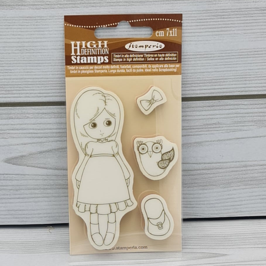 Timbro Bimba con Gufo Stamperia