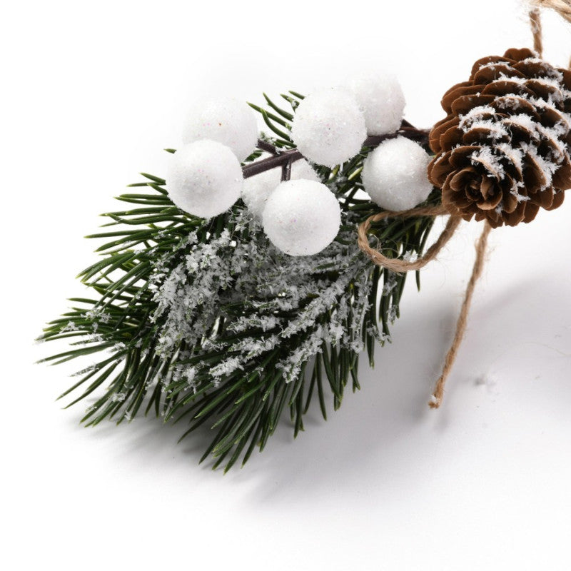 Rametto Bacche con Pigna Bianco