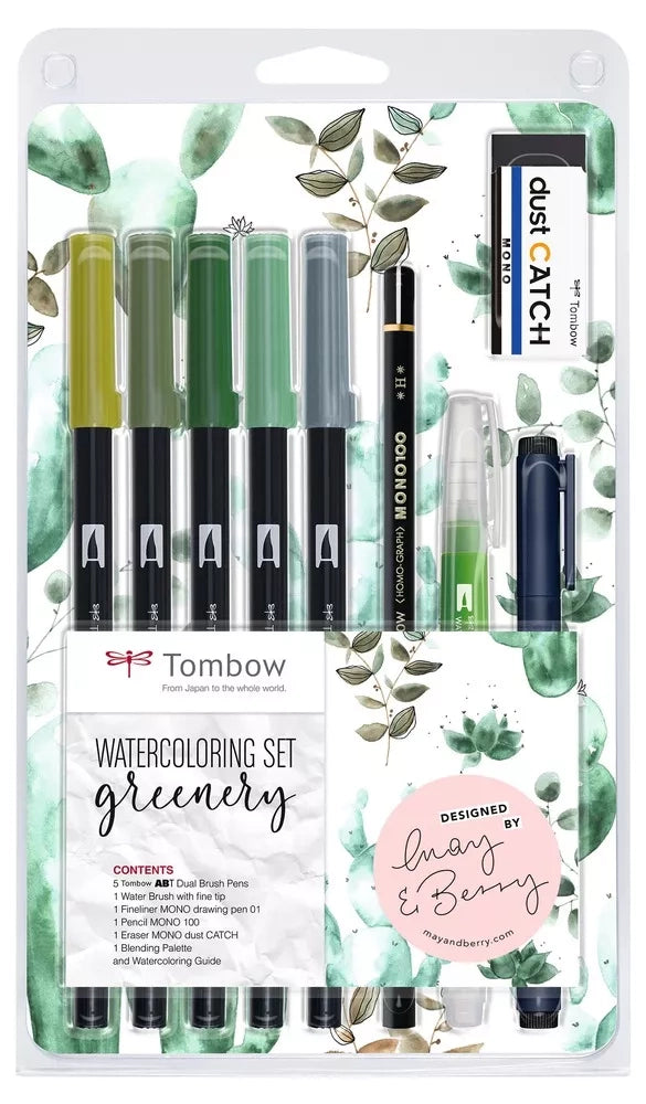 Set Aquarelle Verdure Double Pinceau Tombow WCS-GR