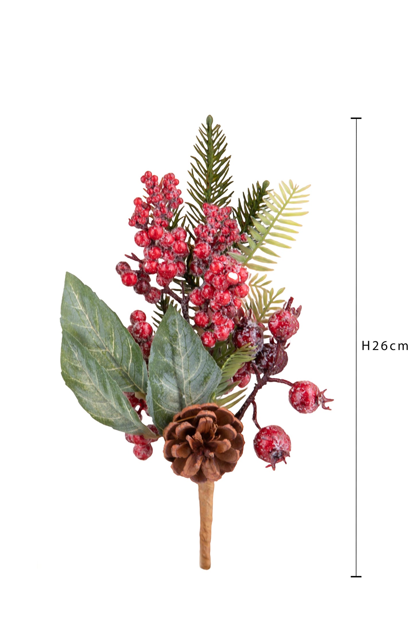 Ramo Pino c/pigna e bacche rosse 26cm