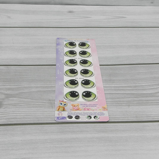 Yeux 3D mesurant 20 mm Code 039D20