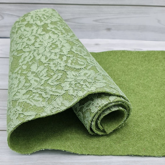 Meadow Green Felt Coupled with Green Lace
