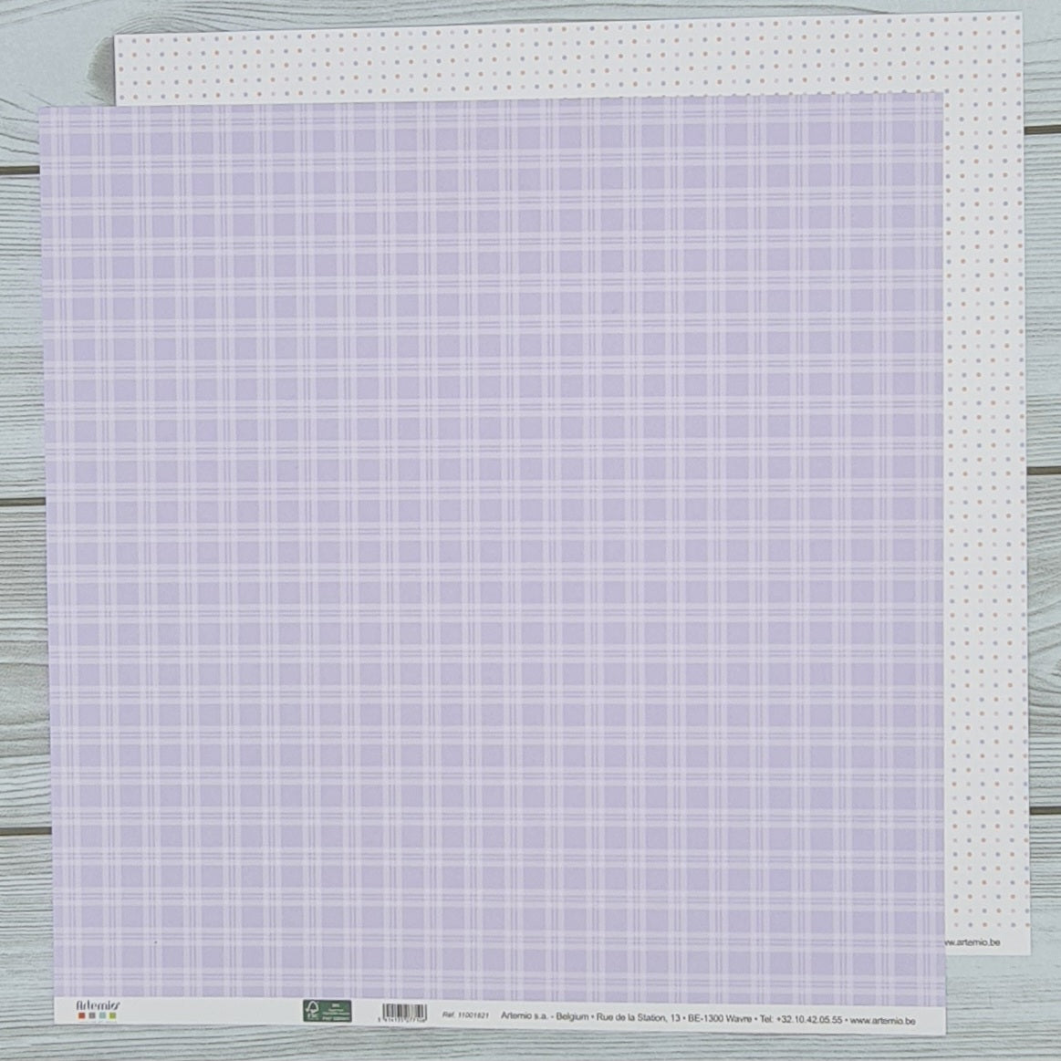 Baby girl scrapbooking sheet. Lilac-polka dot square