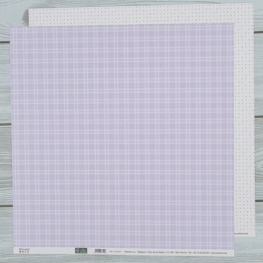 Baby girl scrapbooking sheet. Lilac-polka dot square