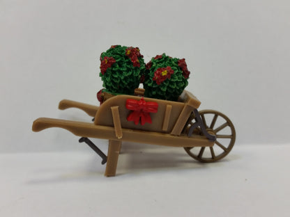 Miniatura Lemax Weelbarrow With Poinsettias