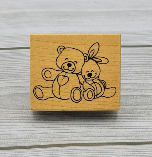 Artemio Little Bear and Bunny wooden stamp