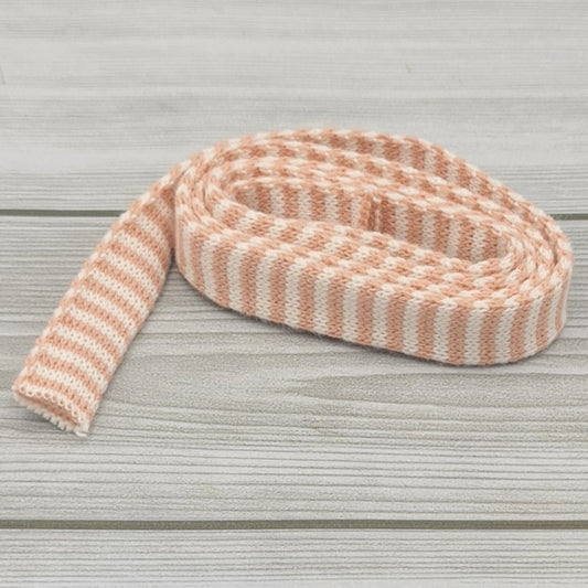 Milk/Pink Striped Wool Tubular 1.5cm