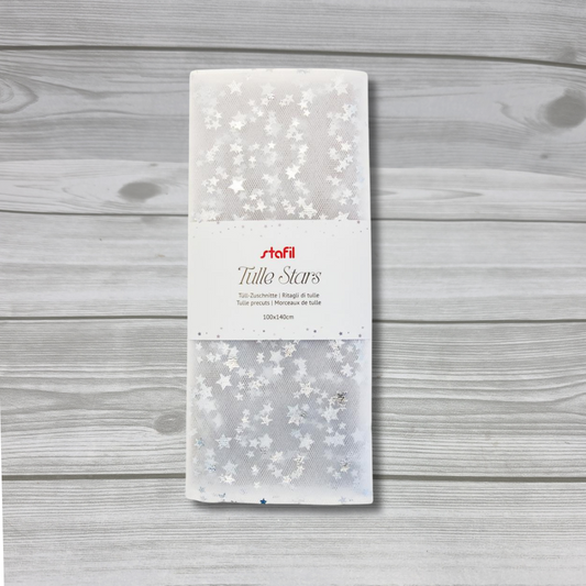 Tulle Con Stelle Argento Stafil