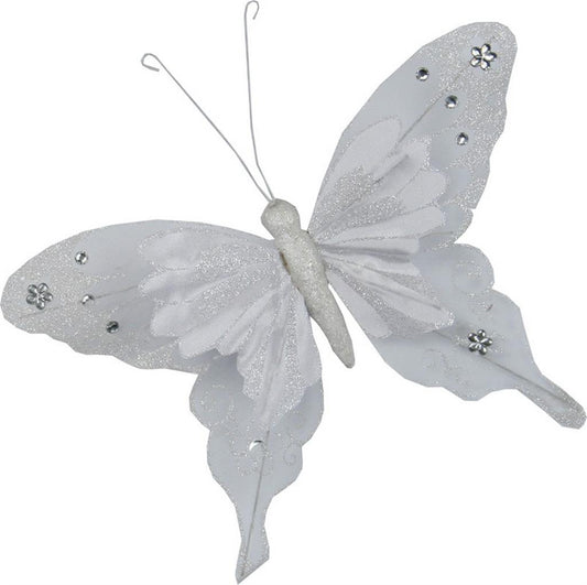 White Glitter Butterfly 14x20.5 cm Stafil