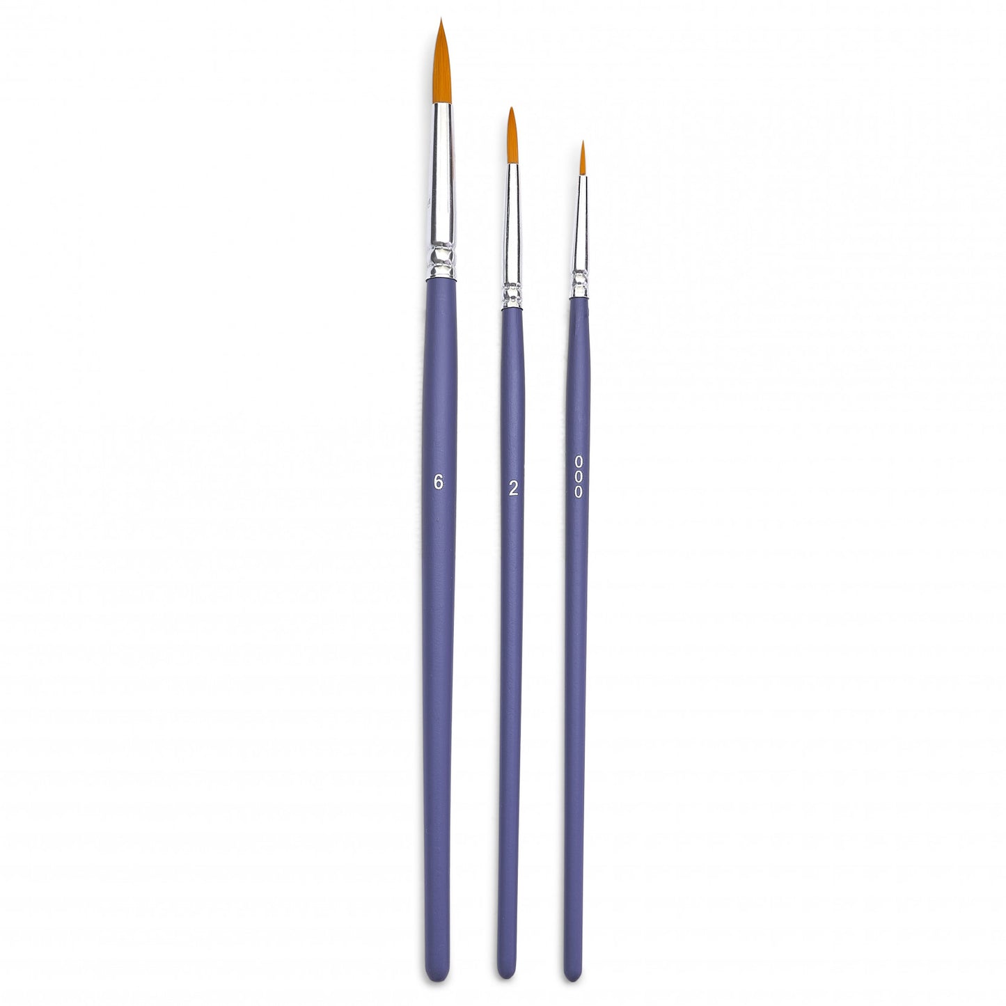 Set of 3 round brushes with short handle