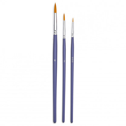Set of 3 round brushes with short handle