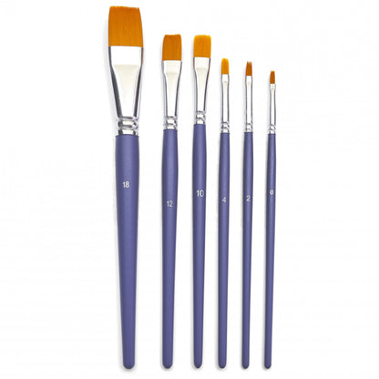 Set of 6 flat brushes with short handles