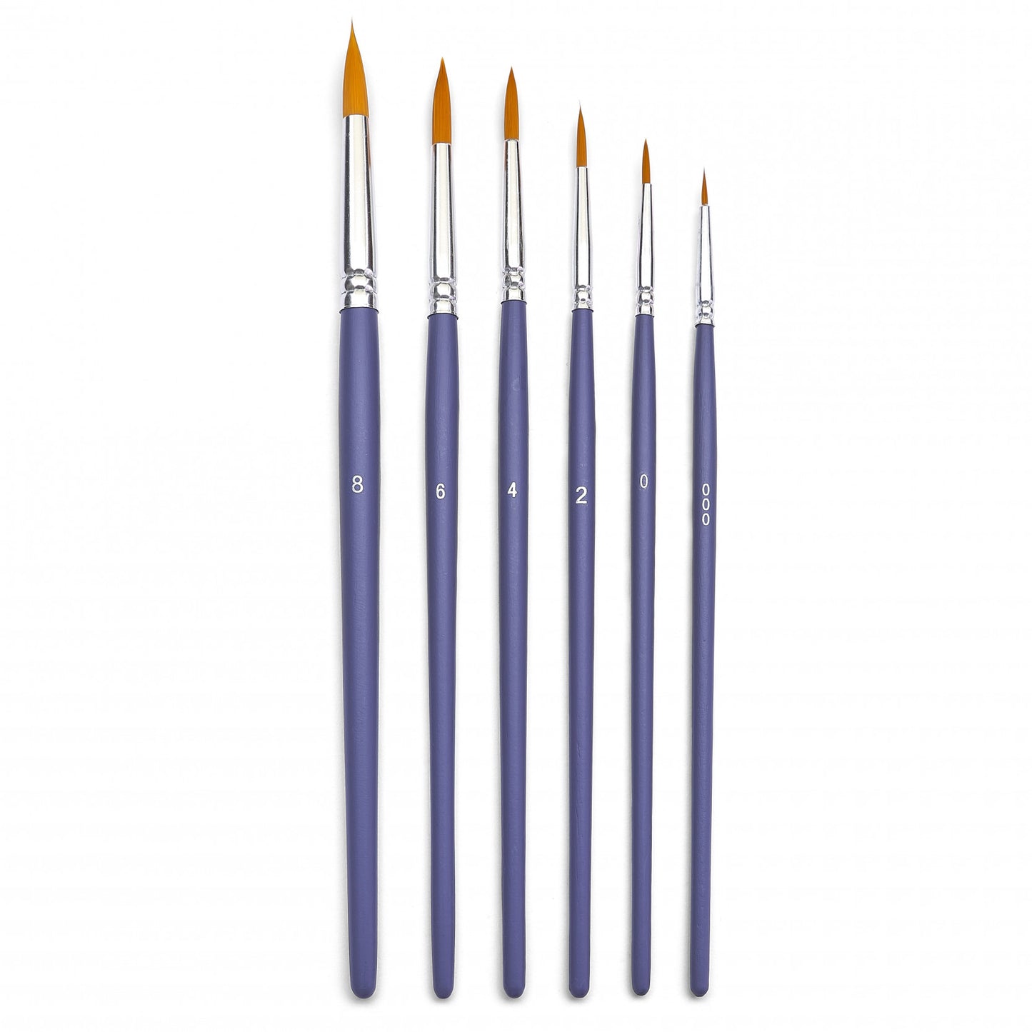 Set of 6 round brushes with short handle