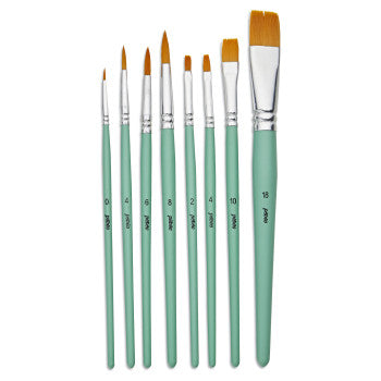 Set of 8 mixed flat and round brushes with short handle