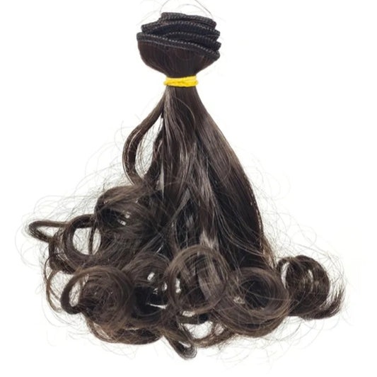 Curly Dark Brown Hair 15cm long