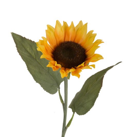 Sunflower button with leaves 40cm