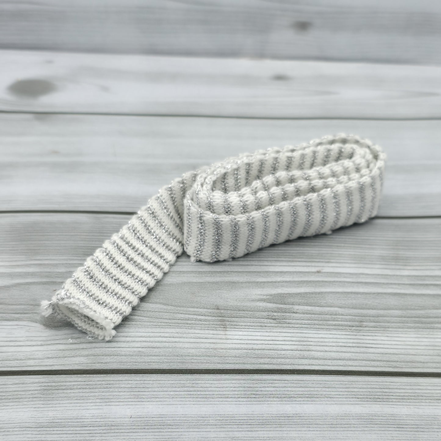 Tubolare Lana Riga Lurex 3cm Latte/Argento Gogolandia