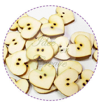Scalloped Heart Wooden Buttons Code L-031