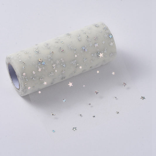 Tulle With Ivory Stars 15cm
