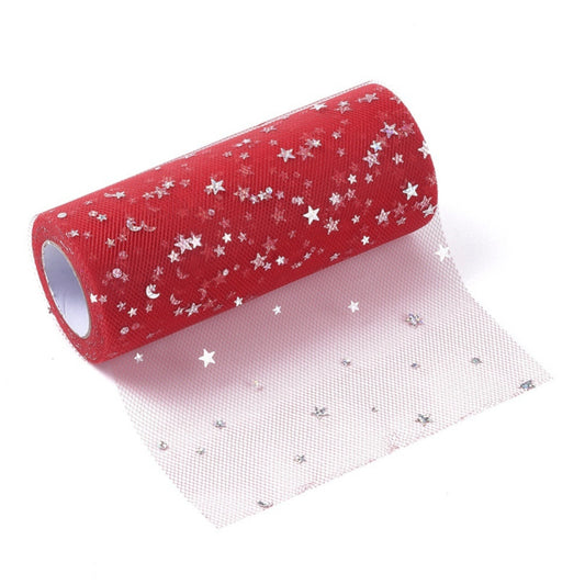 Tulle With Stars Red 15cm