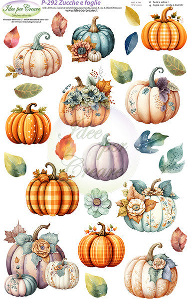 Pumpkins and Leaves Panel P-292