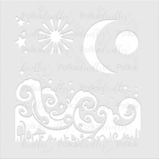 Stencil  Polkadoodles Magic Moon