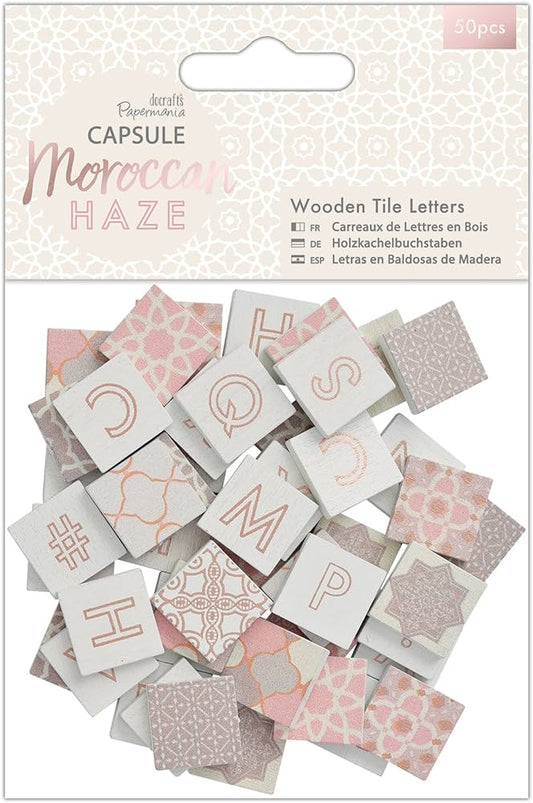 Woodwn Tile Letters Papermania Pink