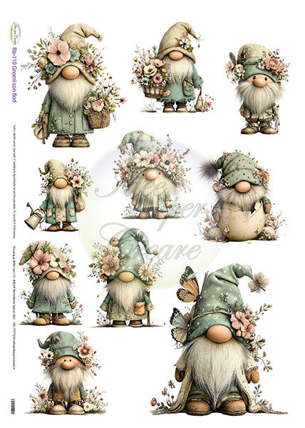 Carta Riso A3 Idee Per Creare Gnomi con Fiori