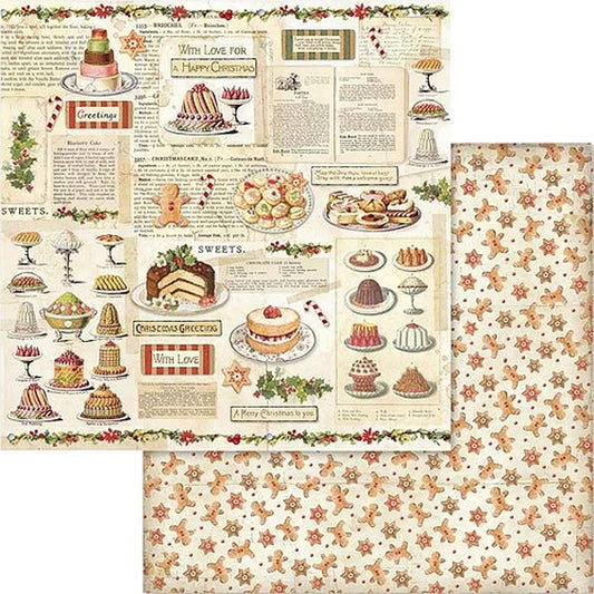 Double Sided Christmas Vintage Patisserie Scrap Paper SBB568